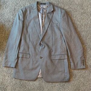 Chaps Gray Houndstooth Sport Coat with Notched Lapels Size 44XL Wedding Work